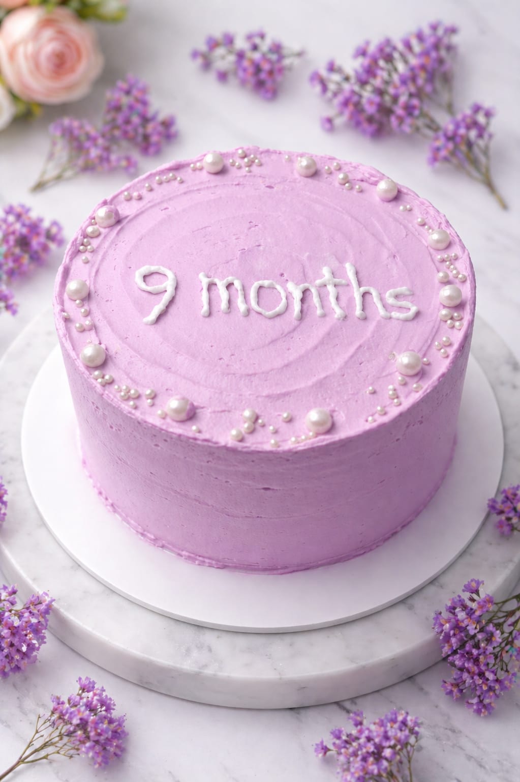 Purple pearl-accented milestone cake by CakeCanva in Bahrain.